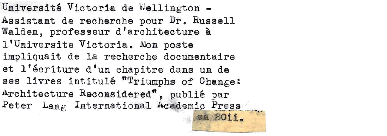 work experience November 2006 to November 2007